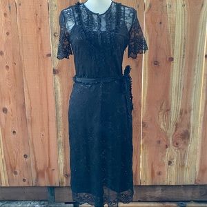 ❤️‍🔥bcbg maxazria feminine  ruffle button up lace dress, sz 6